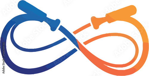 Stylized logo design creatively merges two jump rope handles forming an endless loop or infinity symbol concept