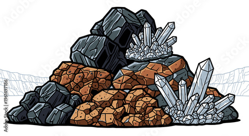 A pile of colorful crystal minerals.