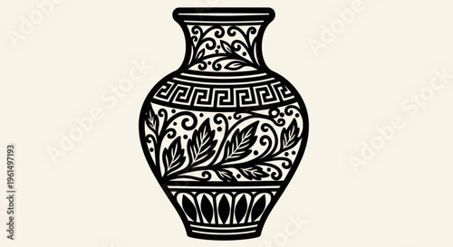 Black and white ancient vase design.