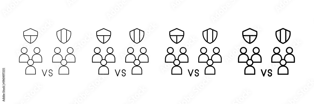 Obraz premium Team Match Icons Vector Set In Different Stroke Line Style