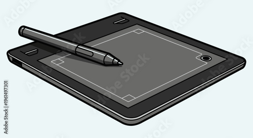 Graphic tablet with stylus pen.