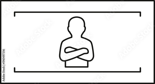 Confident Professional Profile Icon Outline with Crossed Arms for User Interface Design