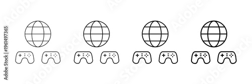 Online Multiplayer Icons Vector Set In Different Stroke Line Style