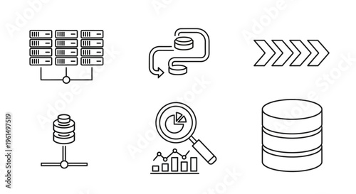 Database and data analysis icons.
