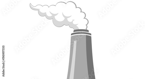 Industrial Factory Chimney Emitting Smoke Pollution.