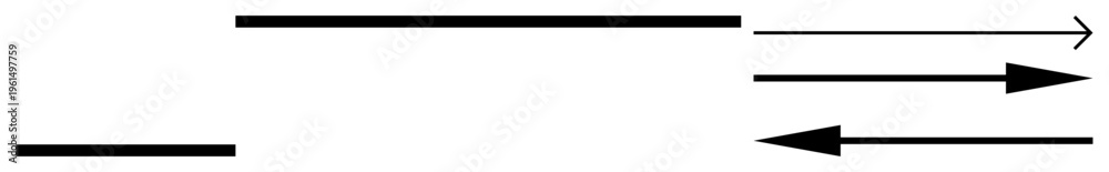 Obraz premium Navigation, direction, movement, progress, pathways, decision-making. Black arrows pointing in various directions and lengths. Navigation and direction concept