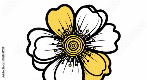 Yellow and white flower illustration.