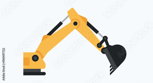 Yellow excavator arm and bucket.