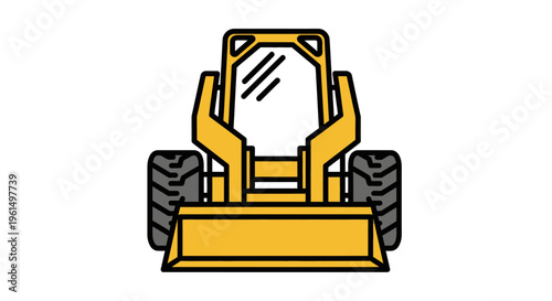 Yellow Heavy Duty Industrial Skid Steer Loader.