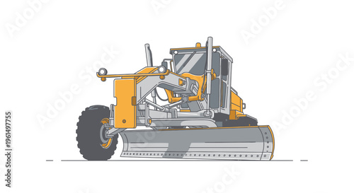 Yellow Road Roller Construction Machine.