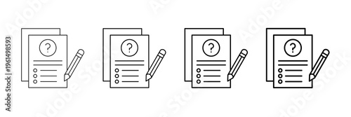 Exam Paper Icons Vector Set In Different Stroke Line Style