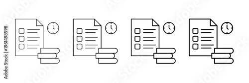 Exam Preparation Icons Vector Set In Different Stroke Line Style