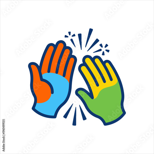 Colorful Clapping Hands Icon Illustration.