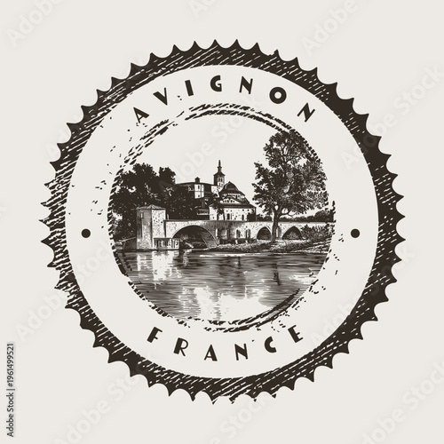 Avignon France Medieval Architecture Passport Cancellation Stamp Postmark