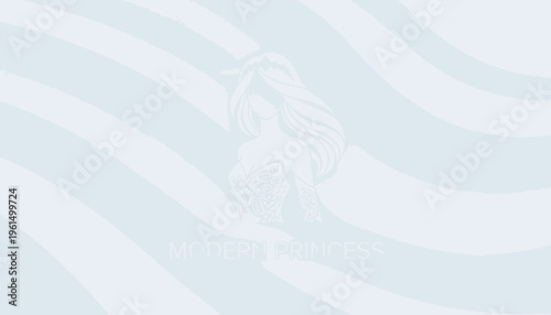 Elegant modern princess silhouette with flowing hair and decorative gown illustration for feminine