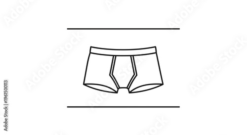 Minimalist line art illustration of classic men's undergarment comfortable boxer briefs design