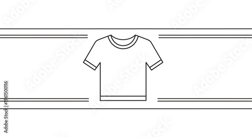 Minimalist outline illustration of a classic short-sleeved t-shirt apparel design for web