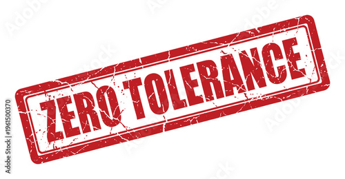 Photos Red grunge stamp with text zero tolerance, isolated on gray checkered background