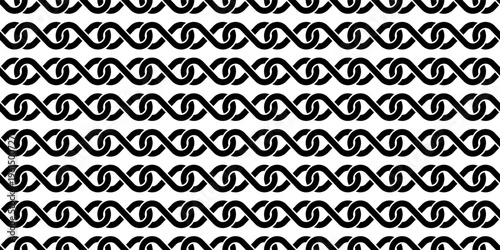 Seamless geometric pattern featuring black and white interlocking infinity loop chain links
