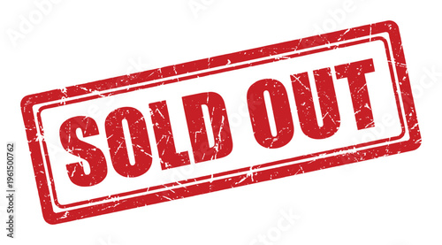 Sold out red rubber stamp vector on transparent background for retail inventory and ecommerce sales