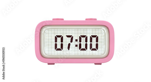 Pink Digital Alarm Clock Showing 07:00