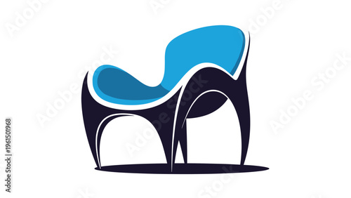 Stylish and modern designer furniture armchair logo featuring elegant curves in bright blue and dark blue colors.