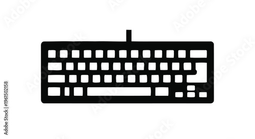 Vector illustration of black silhouette icon of a computer keyboard