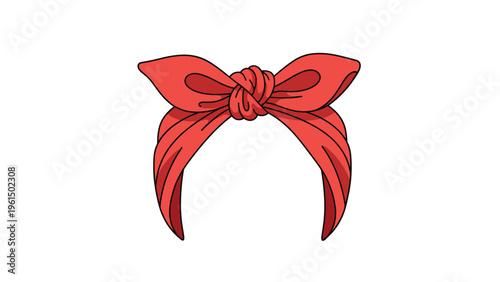 Classic red fabric headband or bandana tied with a large knot, shown in a front view against a plain white background.