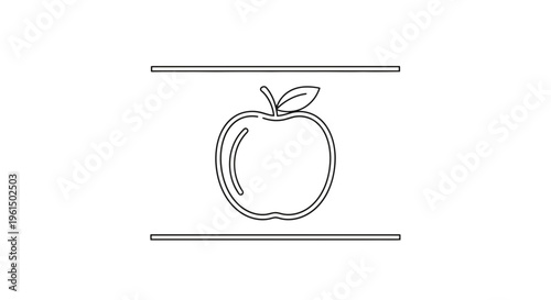 Elegant minimalist line illustration of a fresh crisp apple with a delicate leaf perfectly
