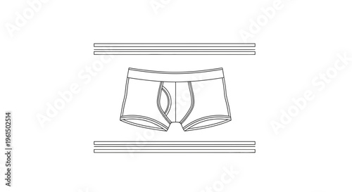 Minimalist outline illustration of men's comfortable boxer briefs garment design