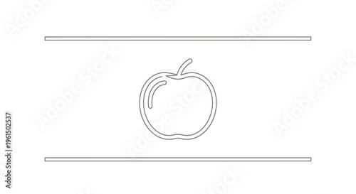 Contemporary minimalist vector outline drawing of a fresh apple icon for health and nutrition
