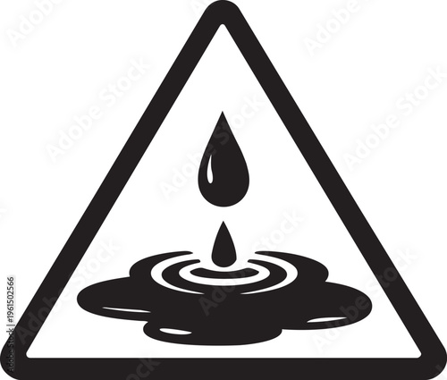 A black and white image of a warning sign for water
