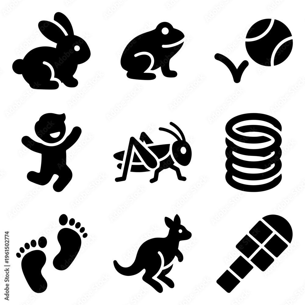 Fototapeta premium Collection of Silhouettes Featuring Animals and Human Activities.