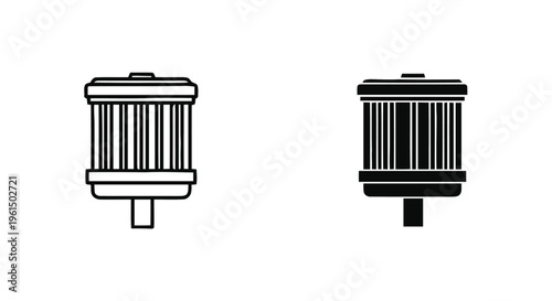 Vector illustration of car air filter icon set, automotive engine part symbol