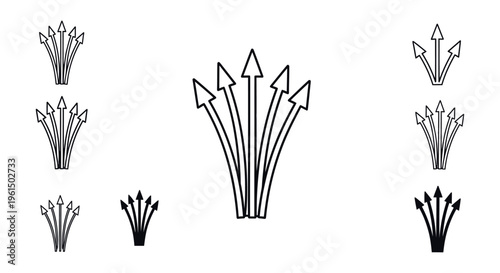 Collection of various arrowhead and spearhead illustrations