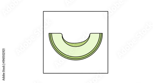 Minimalist graphic portraying a vibrant crescent-shaped green fruit segment for healthy themes