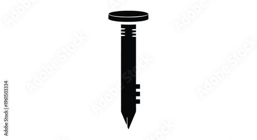 Vector illustration of black silhouette of a construction nail icon