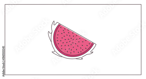 Vibrant pink dragon fruit slice with tiny black seeds on a clean white background, fresh tropical