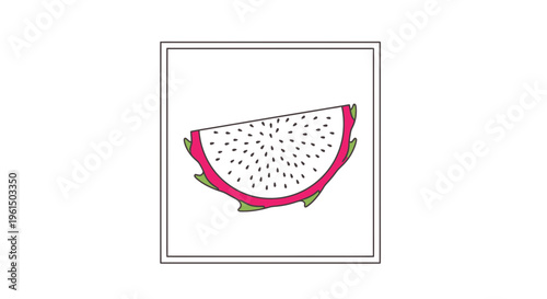 Vibrant tropical dragon fruit slice illustration showcasing its exotic beauty and unique seed