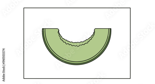 Minimalist vector illustration of a fresh green melon slice with a distinct crescent shape for