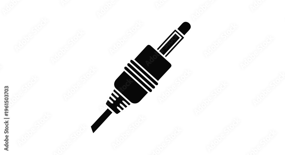 Fototapeta premium Vector illustration&nbsp;of black silhouette of a 35mm audio jack connector