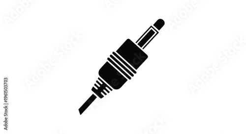 Vector illustration of black silhouette of a 35mm audio jack connector