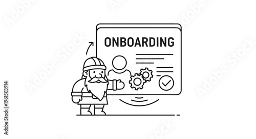 Digital Onboarding Process Illustration with Engaging Character for New Employee Integration