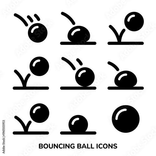 Set of Bouncing Ball Icons for Dynamic Motion Representation.