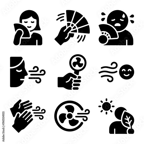 Collection of Iconic Air Quality and Pollution Symbols for Environmental Awareness.