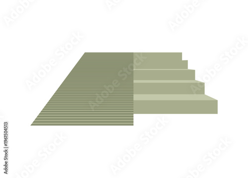 Stair and ramp in perspective view. Simple flat illustration.