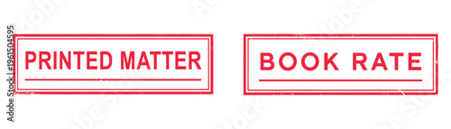Printed matter and book rate red rubber stamps vector illustration isolated on transparent background