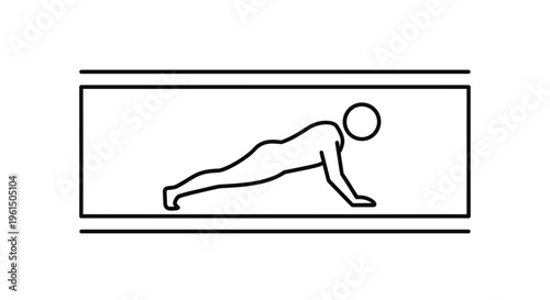 Dynamic line illustration of an individual executing a perfect plank pose for core stability and