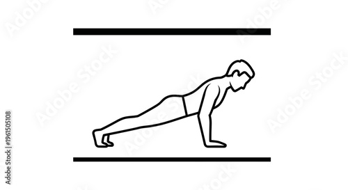 Minimalist outline illustration of a person engaged in a full body workout pose showcasing fitness