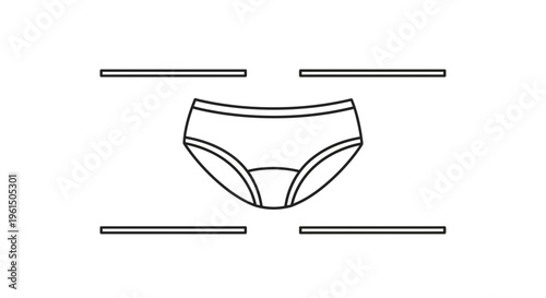 Minimalist black and white line art depicting comfortable women's undergarments perfect for